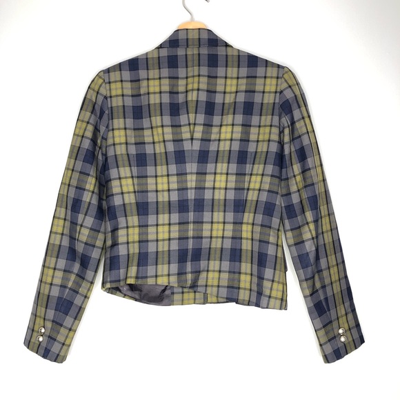 Y2K IVYCLUB Women Plaid Blazer Jacket S/XS Office Career Blazer Short preppy - Picture 4 of 8